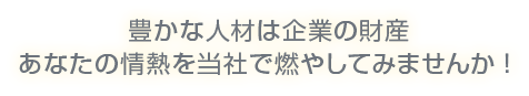 豊かな人材は企業の財産　あなたの情熱を当社で燃やしてみませんか！